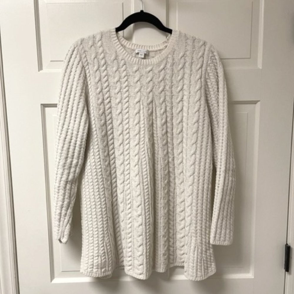 J. Jill Chenille Ivory Cable Knit Sweater - Size L